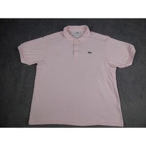 Lacoste Mens Short Sleeve Pique Polo Shirt Pink Size 6 XL Embroidered Logo